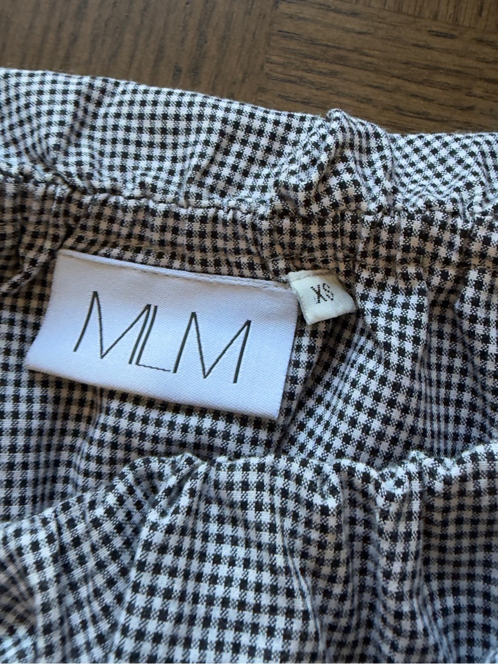 MLM Off-Shoulder Ruffle Top in Light Gray Micro-Check - Picture 6 of 8